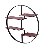 Chengxin Shop-ホームオフィス家具 レトロ丸い黒い金属の壁吊り棚/壁のスタンド家のオフィス/ロフトのためのストレージディスプレイラック壁に取り付けられたClapboard本棚ユニットフラワ