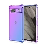 Google Pixel 7A対応ケース グラデーションカバー 四角エアクッション 耐衝撃 クリアTPUソフトケース 全面保護 軽量 落下防止 Google Pixel 7a用スマホ透明保護カバー ブルー＆パープル