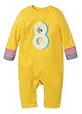 (コ-ランド) Co-land ベビー服 カバーオール 女の子 男の子ロンパース 赤ちゃん 子供用 長袖 コットン 前開き 幼児 ラウンドカラー 90 イエロー