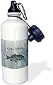 3dRose wb_123416_1"Gone Fishing Wash 木製ルック ビーチテーマアート" スポーツウォーターボトル 21オンス ホワイト