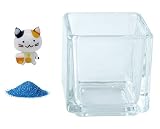 花市場直送便 ミニチュアガラス 三毛猫ビール & カラーサンド コバルト & 植え込み用グラス ニューブロックS