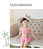「楽々セレクトショップ」DUDU&MUMU正規品　大人気　可愛い子供用水着 女の子 ピンクチェリー スクール 桜桃 セパレート 上下セット 女児 ガールズ ビキニ キャップ付き 海水浴 スイミング ベ