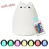レッドハットD & Kシリコン猫ナイトライトリモートかわいい猫Kitty子ランプLEDナイトライトソフトベビーNurseryランプ、タップコントロール/ 16-colors /暖かいホワイトライト/ 