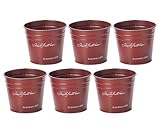 ナチュラルブリキポット ラウンドS レッド 110Φ×95Hmm 3196-D-RD 6個セット