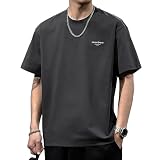 [Yeecan] tシャツ メンズ 半袖 綿 丸首 夏服 メンズ 無地 通気性 柔らかい 軽い 速乾 カジュアル ゆったり オシャレ かっこいい 夏 ティーシャツ 大きいサイズ shenhui-2XL