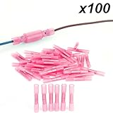 絶縁・防水 圧着接続端子　圧着電気端子 熱収縮コネクター 熱収縮バット　ワイヤーコネクター 100本セット レッド