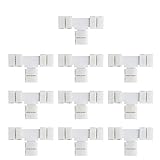 LightWill LEDテープライトTタイプコネクタ SMD5050 4ピン RGB 10mm幅LEDストリップライトT字型コーナーコネクタ、LEDテープ装飾直角スナップコネクタ、LEDストリップコ