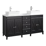 Ove DecorsダブルVanity withホワイト養殖大理石カウンタートップ、エスプレッソステイン仕上げ、60-inch