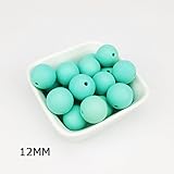 Mamimami Home シリコーン製 安全歯固め ビーズ 12MM 授乳看護用 ネックレス おしゃぶりチェーン 幼児 噛がため玩具 新生児贈り物 DIY用 円形 アクセサリー 17色選択可能 50