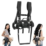 emcpter 犬用リフトハーネス 小型犬 全身犬用バックパックハーネス 【4つの機能 肩掛け 背負い 持ち運び 引っ張り】調節可能なパッド付き ストラップを備え 障害のある犬 子犬 高齢者 関節損傷 関節炎 安定性を失った 犬の散歩に適しています (黒, M [推奨 3.5-7KG])
