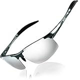 DUCO スポーツサングラス メンズ 偏光サングラス シルバー UV400保護 AL-MG合金 超軽量 運転／自転車／釣り／野球／スキー／ラ