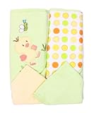 Spasilk Hooded Terry Bath Towel with Washcloths, Green Duck, 2-Count by Spasilk [並行輸入品]