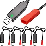 Xiatiaosann USB 充電器ケーブル、JST 2 ピン プラグ、USB A 男性 - JST 2 ピン メス コネクタ プラグ 3.7 v 1 s Lipo バッテリー & 3.6 v 3 s Ni-MH/Ni-CD バッテリー パック (4 パック)