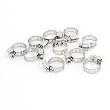 uxcell ホースクランプ　ホースバンド 調整可能 金属 クランプクリップ シルバートーン 10個入り