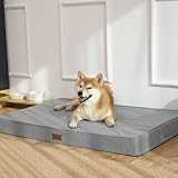 EMME 犬 ベッドクッション 防水 ペットベッド ペットマット 犬用ベッド 洗える さらさら 通気性 蒸れにくい 高反発 高齢犬 子犬 猫 多頭飼い 取り外せるカバー 滑り止め オールシーズン 中型犬 大型犬 洗える ペット用ベッド76x50x7.5cmグレー Mサイズ