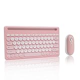 ワイヤレスキーボード マウスセット BluetoothとUSB接続両対応 マルチペアリング ４台まで接続できる ブルートゥース キーボード コンパクト テンキーレス かわいい 小型 充電式 US配列 ipad/タブレット/スマホ/iphone/パソコン/ノートパソコン用 windows/ios/android対応 (ピンク)