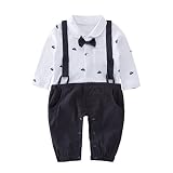 May 's Baby Boys長袖ボウタイフェイクサスペンダーロンパースワンジー US サイズ: 6-12 Months