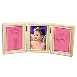 赤ちゃんの手形やフットプリント品質ウッド記念品フレームキットのためのキットデラックス鋳造NaiFeiプレシャスベイビー (ライトブラウンフレーム)