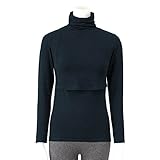 あったかインナー・産後用おしりすっぽり授乳口付タートルネック長袖 ブラック サイズ：Ｓ