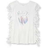 THE CHILDREN'S PLACE(ザ・チルドレンズプレイス) ガールズスリーブレスグラフィックフリンジカバーアップ ホワイト トップス半袖Tシャツ 5～6歳【並行輸入】