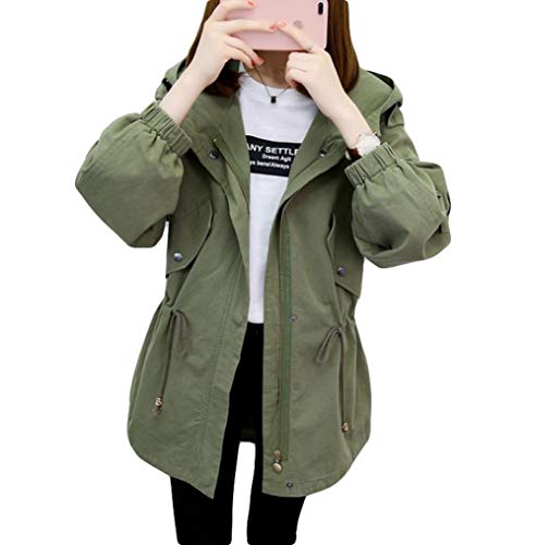 Mua Ptorジャケット レディース フード付き コート ゆったり 韓国 トレンチコート 無地 カジュアル アウター 韓国 ファッション 春コート 可愛い 通学 4モスグリーン Tren Amazon Nhật Chinh Hang Fado