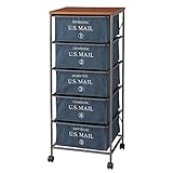 マルチ収納チェスト/収納ワゴン 【5段 ネイビー】 幅43cm キャスター付き スチール 『USメール』 MIP-375NV