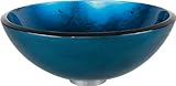 Kraus GV-204-SN Irruption Blue Glass Vessel Bathroom Sink with PU-MR Satin Nickel by Kraus