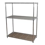 国華園 スチールラックW75・3段 1個 パイプ径19mm ラック 幅75×奥行35×高さ94cm 5.8kg クロムメッキ