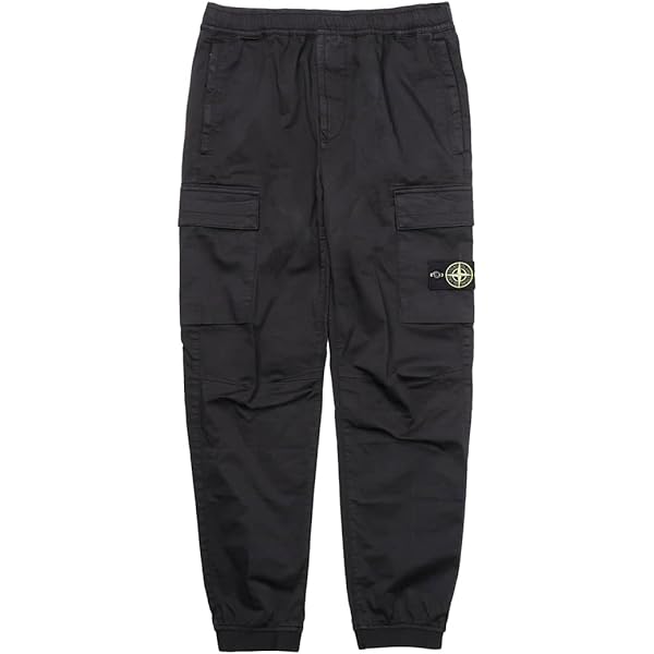 【ストーンアイランド】カーゴパンツ　36 黒　大きいサイズ　ワッペン STONE ISLAND (ストーンアイランド) ロゴワッペン ジップフライ