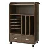 収納ラック キャスター付 木製 リビング収納 引き出し ランドセルラック 本棚 棚 幅60cm ウォールナット B