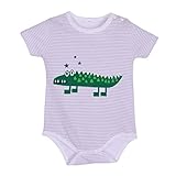 (ウォ２U)Woo2u 新生児 キッズ 赤ちゃん ベビー 可愛い 動物柄 半袖 ロンパース カバーオール オーバーオール ボディスーツ パジャマ 寝間着 ボーダー 肌着 白色 80