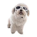 ペットサングラス ゴーグル 犬用 犬ゴーグル 猫用メガネ 眼鏡 紫外線対策 調節可能 折りたたみ可能 小中型犬用 猫用 ペット用品 愛犬の眼の保護に　紫外線対策 車酔い対策 (ホワイト)