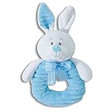 The Petting Zoo Textured Fabric Plush Blue Boy Rabbit Baby Rattle