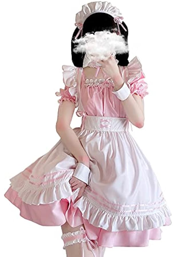 ストライプメイド服・チョーカー付き ゆめかわ♡チョーカー＆白カチューシャ付きメイド服 kos38