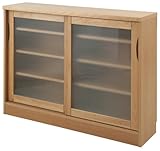 天然木アルダー材 カウンター下収納引戸ガラス 幅120cm ナチュラル 日本製 TE-0075