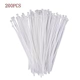 Bluesky 200pcs White / Black Self-locking Nylon Cable Wire Zip Ties Fasten Wrap 4", 6", 8" (4-inch 2