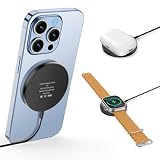 Mag Safe充電器 ワイヤレス充電器 マグネット式 iPhone16/15/14/13/12シリーズに対応 applewatch充電器 マグセーフ充電器 Mag Safe充電ケース付きAirPodsに対応 アップルウォッチ充電器 一台三役 強磁気 超軽量 小型 旅行/出張/オフィスに最適 最大15W 急速 便利 Type-C ケーブル長さ1.5m