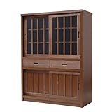 日本製(大川) 天然木桐材 うづくり仕上げ茶たんす高さ120 ライトブラウン 1896