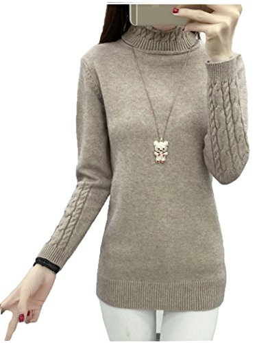 (エックスパス)xpath ニット セーター レディース タートルネック リブ袖 秋 冬 カーキL