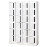 プラス　シューズボックス　24人用　4列6段　錠なし窓付　SB-TH46W　ホワイト