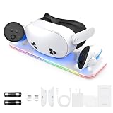 Meta Quest 3S 対応 充電ドック オーバーチャージ保護 Ziifun 充電スタンド 急速充電 便利 使用簡単 省スペース 充電可能バッテリー付き アクセサリー付き Meta VR 用 チャージング (ホワイト)