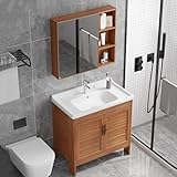 洗面台 洗面化粧台 洗面ボウル ガーデンシンクキッチンシンク 面化粧台 洗面所 手洗い器 バスルームキャビネット コンビネーション小型バルコニー用洗面台 小さな家庭 陶器 ロッカー付 洗面化粧台 洗面所 収納 キャビネット 用 屋外屋内 流し台 架台 (Size : 80cm, Color : 洗面台+柜)