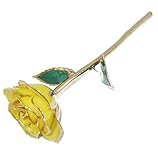 ZJchaoゴールドローズLove Forever Long Stem Dipped 24 Kローズ箔トリム、彼女のためのギフト 11 inch イエロー zjchao-015