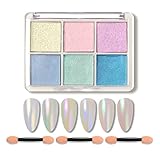 ネイルグリッター 6色 パレット ミラーパウダー 固形 ネイルパウダー オーロラパウダー ミラーネイル パウダー ネイルアート グリッター ラメ キラキラ ネイル ラメパウダー ネイルアート レジン ジェルネイル メタリックネイルパウダー 顔 ボディ クリスマス 新年 パーティー チップ付き (A)