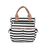【ノーブランド品】 オーガナイザー　ベビー　おむつバッグ　マザーズバッグ　取替えパッド　ストライプ柄　トート　全2色 - ストライプ