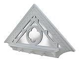 木製&ガラス装飾壁フックアンティーク調ホワイトミラー建築三角形壁フックシェルフ25.25 X 15 X 3.25インチホワイトモデル# 22255