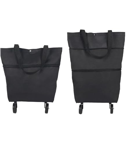 Amazon｜食料品の買い物のための車輪と青いオックスフォードバッグ