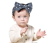 J-LAVIE ベビー ヘアバンド リボン ヘッドバンド カチューシャ 新生児 赤ちゃん キッズ ヘアーバンド 女の子 髪飾り 水玉 ドット柄 お出かけに (ブルー)
