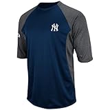 MLBニューヨークヤンキース3 / 4スリーブFeatherweight Techフリースプルオーバー、海軍 M