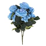 SM SunniMix 現実的　人工ローズ　フラワー　ブーケ　ホーム　花瓶　装飾　多色選べる - 濃紺